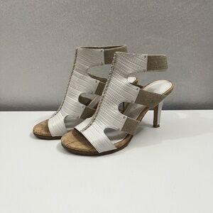 Donald Pliner Leather Whipstitch Trim T-strap White Sandals Women's Size 6